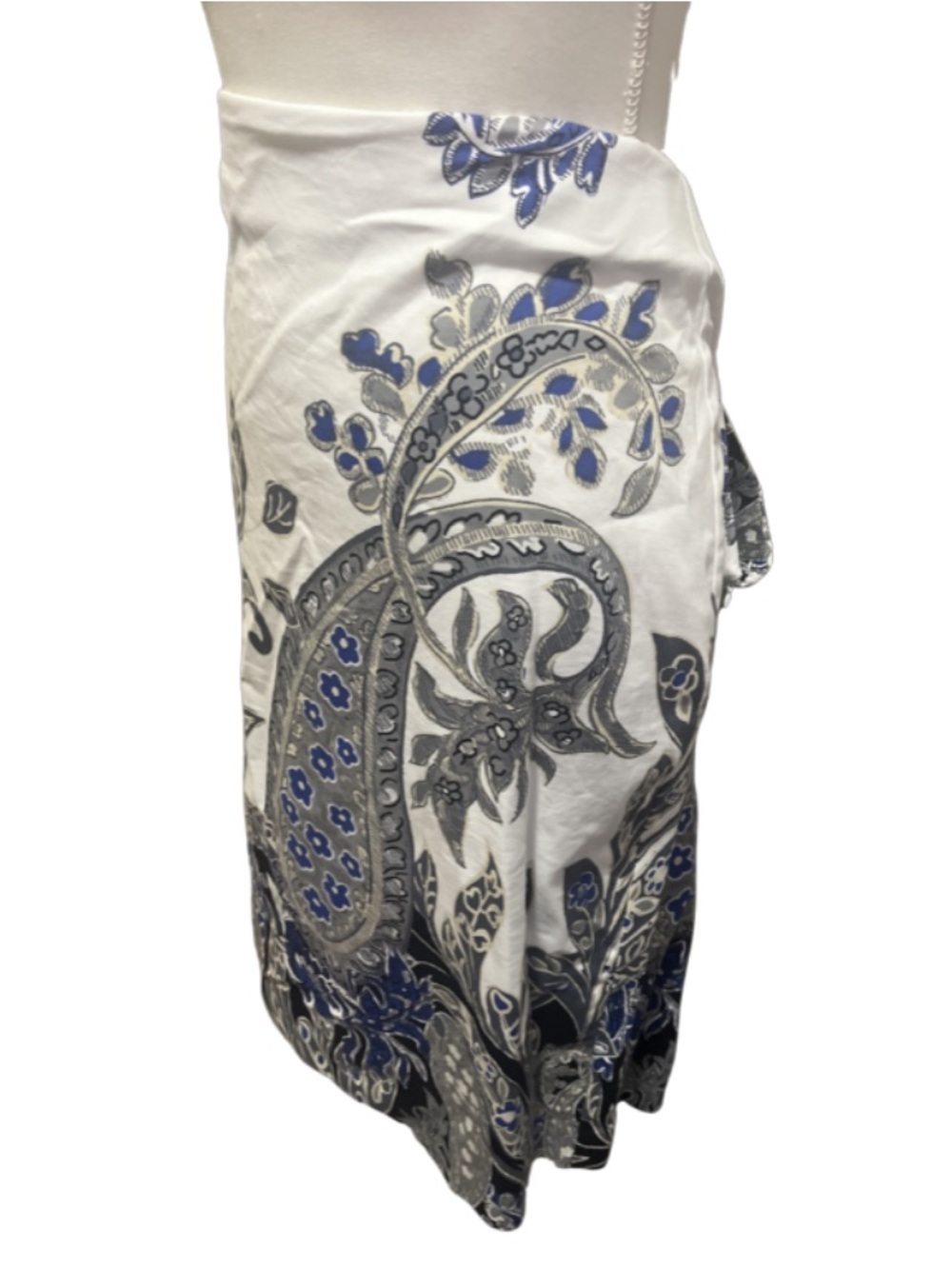 Lane Bryant The Modernist Collection Paisley Midi Skirt Blue Black White Size 28 - Picture 3 of 7
